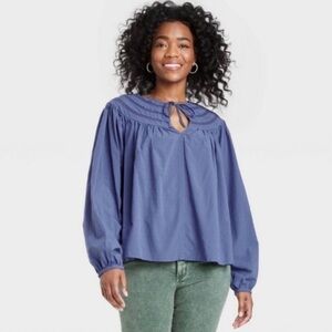 NWT universal thread blouse small S (oversized) rayon cotton top puffy balloon